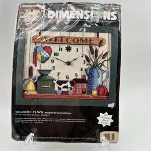 Dimensions "Welcome Clock" Counted Cross Stitch‎ Kit 1997